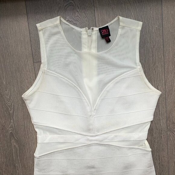 Bebe y2k Mini Dress Mesh Bandage Bodycon 2000s White Size Medium Vintage - Picture 6 of 16